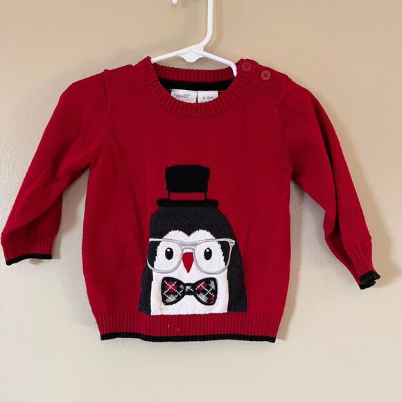 Koala Baby Red Penguin Sweater Size 6-9M - Picture 1 of 4